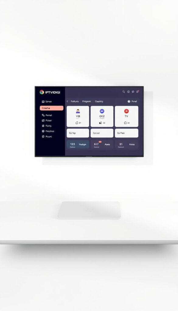 A minimalist, budget-friendly IPTV reseller panel from IPTVDIGI. The panel is displayed on a clean white background, showcasing its intuitive user interface with simple navigation menus and customizable branding options. The panel features a modern, responsive design optimized for desktop and mobile use. Soft, directional lighting illuminates the panel, creating a sense of professionalism and accessibility. The overall mood is one of efficiency and practicality, highlighting the panel's essential features without distractions.