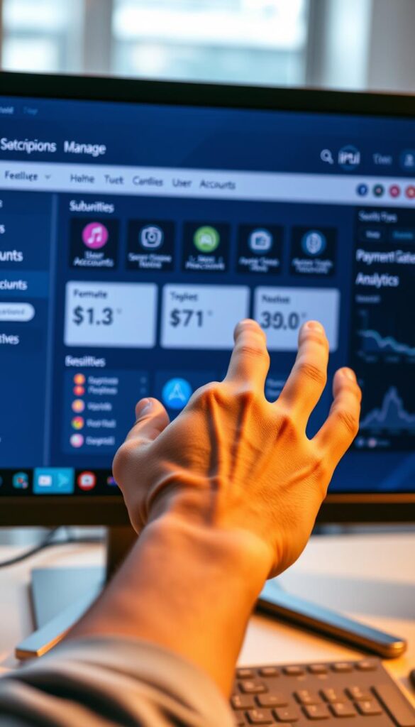A sleek and intuitive IPTVDIGI reseller panel interface displayed on a modern desktop computer. The panel features a clean, minimalist design with clearly labeled sections for managing subscriptions, user accounts, payment gateways, and reseller analytics. The screen is bathed in a soft, warm lighting that creates a professional and inviting atmosphere. In the foreground, a user's hand hovers over the panel, ready to navigate the various features with precision. The background is blurred, keeping the focus on the panel's functionality and user experience.