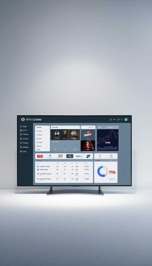 A sleek, minimalist IPTV reseller panel with the IPTVDIGI brand prominently displayed. The panel features a clean dashboard with intuitive controls, real-time analytics, and a user-friendly interface. The background is a subtle gradient, creating a professional and sophisticated atmosphere. Soft lighting illuminates the panel, highlighting its modern design and attention to detail. The overall impression conveys the panel's efficiency, reliability, and the growing prominence of IPTV reseller programs in the digital entertainment industry.