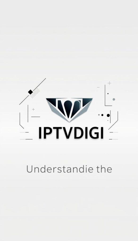 A sleek, minimalist illustration of the "IPTVDIGI" brand logo and text against a clean, white background. The logo is prominently displayed in the center, rendered with sharp, high-contrast lines and elegant typography. Surrounding the logo, a series of abstract geometric shapes and subtle textures create a visually striking, professional-looking composition. The lighting is soft and even, with a slight gradient effect that draws the eye towards the central focus. The overall mood is one of clarity, simplicity, and authority, perfectly suited to convey the subject of "Understanding the IPTV Reseller Business".