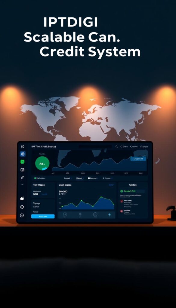 A sleek, minimalist interface showcasing IPTVDIGI's Scalable Credit System. In the foreground, a clean dashboard displays real-time credit balance, transaction history, and credit top-up options. The middle ground features a dynamic graph charting credit usage over time, highlighting the system's flexibility and scalability. In the background, a stylized world map suggests the global reach and interconnectivity of the IPTVDIGI platform. Warm, diffused lighting creates a professional, trust-inspiring atmosphere. Rendered in a muted color palette of blues, grays, and whites to convey a sense of sophistication and reliability.