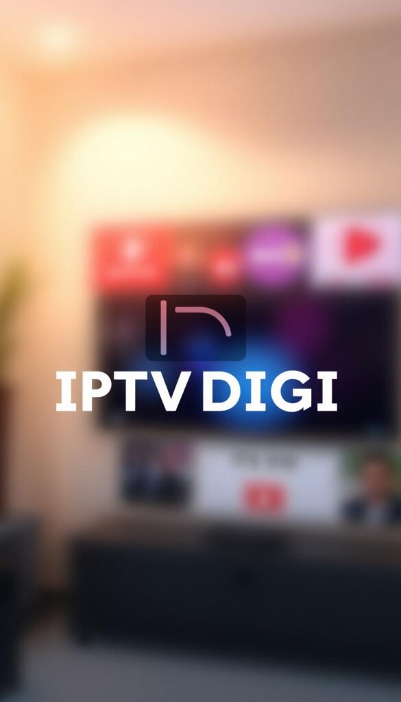 A sleek, minimalist logo for the IPTVDIGI service, rendered in a clean, modern typeface against a softly blurred background. The IPTVDIGI text is prominently displayed, with subtle gradients and highlights adding depth and dimensionality. The overall aesthetic conveys a sense of professionalism, reliability, and technological sophistication befitting a leading IPTV provider. Subtle lighting from the top-left casts soft shadows, creating a sense of depth and solidity. The composition is balanced and visually striking, drawing the viewer's attention to the brand name.