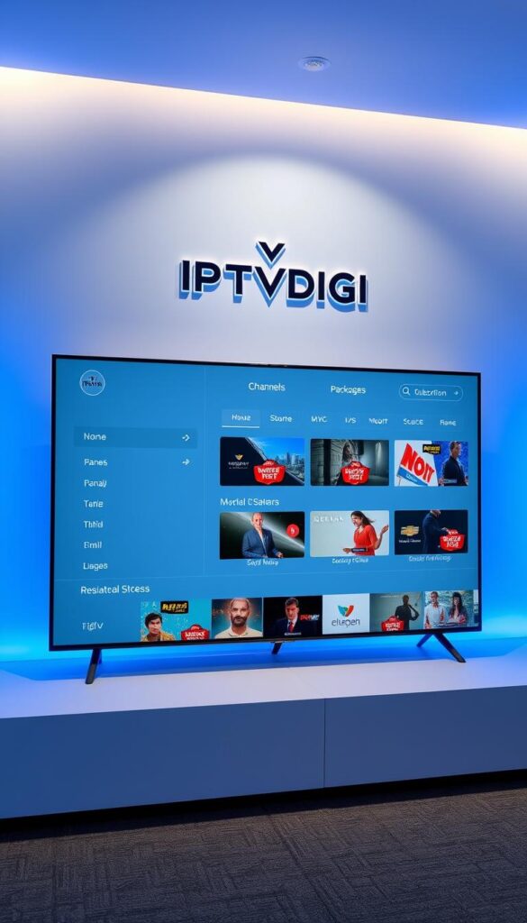 A sleek, modern, and visually striking premium IPTV reseller panel interface. The IPTVDIGI logo prominently displayed, conveying a sense of professionalism and industry leadership. The panel features a clean, minimalist design with intuitive navigation, displaying a range of channels, packages, and subscription options. Subtle lighting and soft shadows create depth and a premium feel. High-resolution video thumbnails and clear, readable text enhance the user experience. The overall atmosphere exudes a sense of reliability, quality, and technological sophistication that would appeal to discerning IPTV resellers.