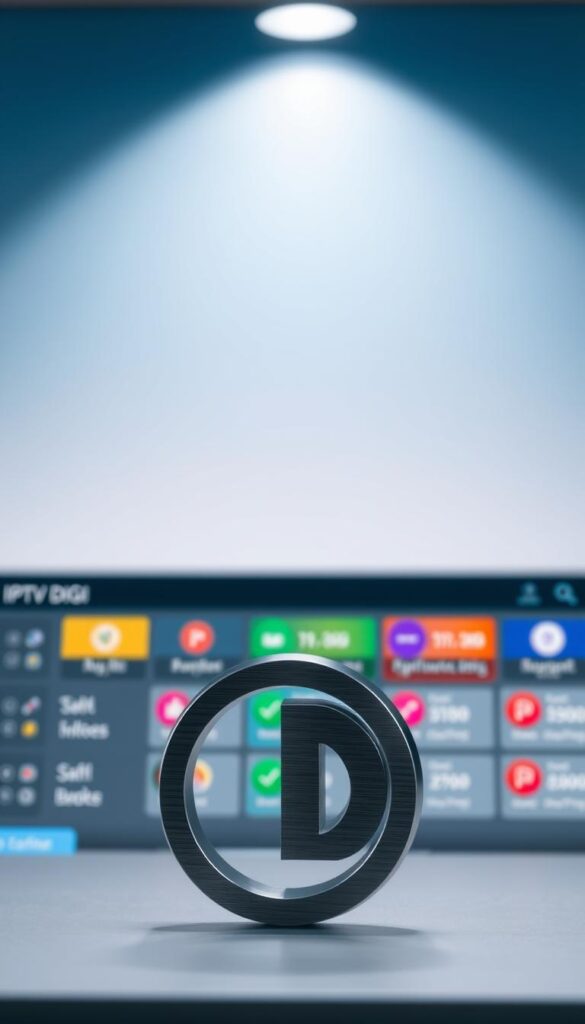 A sleek, modern dashboard showcasing the IPTVDIGI credit system. In the foreground, a stylized, minimalist representation of the IPTVDIGI logo, rendered in a metallic, brushed finish. The middle ground features a grid of colorful, intuitive icons representing various pricing tiers and service options. The background is a soft, blurred gradient in shades of blue and gray, evoking a sense of professionalism and technological sophistication. Crisp, even lighting from above casts subtle shadows, adding depth and dimension to the composition. The overall impression is one of a clean, user-friendly interface for managing IPTVDIGI's credit-based pricing structure.