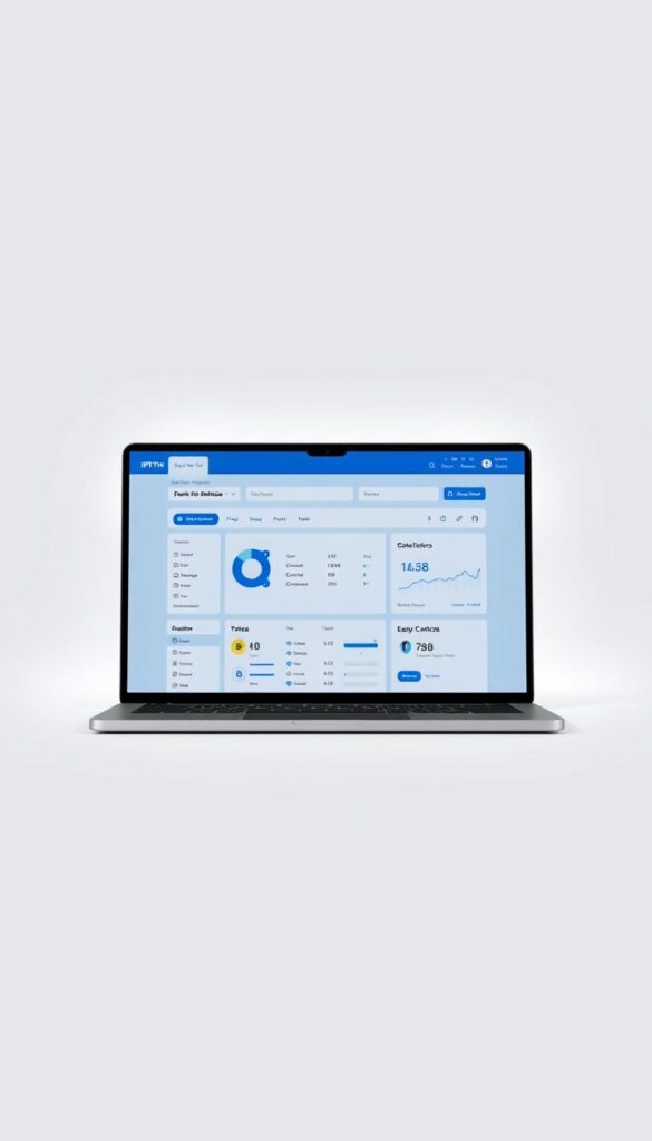 A sleek, modern web portal with the IPTVDIGI logo prominently displayed. The interface features a clean, minimalist design with intuitive navigation menus and a vibrant color palette of blues and grays. In the center, a detailed dashboard showcases real-time analytics, subscription management tools, and easy-to-use reseller controls. The background features a subtle texture or pattern, creating a professional and polished aesthetic. Soft, directional lighting illuminates the scene, highlighting the portal's key features and conveying a sense of reliability and trustworthiness. The overall impression is one of a powerful, user-friendly IPTV reseller platform that streamlines operations and empowers growth.