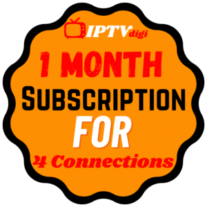 1 Month IPTV Subscription for 4 Connections