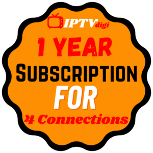 1 Year IPTV Subscription for 4 Connections